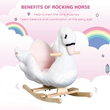 HOMCOM Kids Rocking Horse Ride On Swan Toy w/ Music Safety Seat for Toddler thumbnail 5