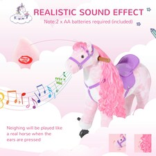 HOMCOM Kids Walking Ride on Horse Toy Plush Walk Pony with Wheels Sound thumbnail 5