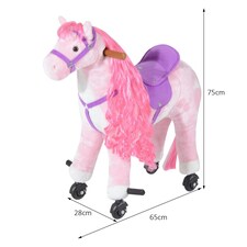 HOMCOM Kids Walking Ride on Horse Toy Plush Walk Pony with Wheels Sound thumbnail 7