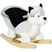 HOMCOM Husky-Shaped Baby Rocking Horse with Seatbelt, for Ages 18-36 Months