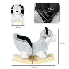 HOMCOM Husky-Shaped Baby Rocking Horse with Seatbelt, for Ages 18-36 Months thumbnail 7