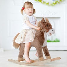 HOMCOM Kids Rocking Horse Wooden Plush Age 3+ Children Ride On Toy Rocker Baby thumbnail 2
