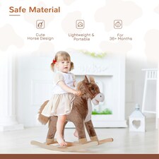 HOMCOM Kids Rocking Horse Wooden Plush Age 3+ Children Ride On Toy Rocker Baby thumbnail 3