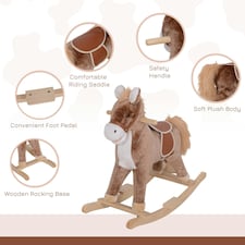 HOMCOM Kids Rocking Horse Wooden Plush Age 3+ Children Ride On Toy Rocker Baby thumbnail 5
