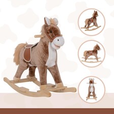 HOMCOM Kids Rocking Horse Wooden Plush Age 3+ Children Ride On Toy Rocker Baby thumbnail 6