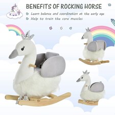 HOMCOM Cute Kids Ride-On Rocking Swan w/ Sound Handlebars Seat Belt Plush Body thumbnail 4