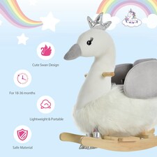 HOMCOM Cute Kids Ride-On Rocking Swan w/ Sound Handlebars Seat Belt Plush Body thumbnail 6