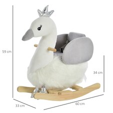 HOMCOM Cute Kids Ride-On Rocking Swan w/ Sound Handlebars Seat Belt Plush Body thumbnail 7