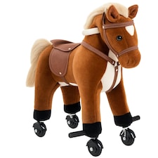 HOMCOM Rocking Horse Ride on Rocker Children Plush Toy Wooden Horse Sound