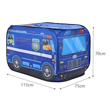 Living and Home Foldable Police Truck Pop-Up Tent Playhouse for Kids - Blue | Blue thumbnail 5