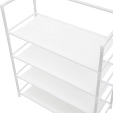 Living and Home 4-Tier Metal Shoe Rack with Hooks for Entryway - White thumbnail 7