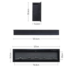 Living and Home 50 Inch Electric Fireplace - Recessed/Wall-Mounted/Freestanding with Remote Control,1500W thumbnail 5