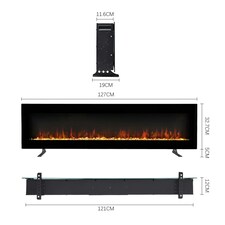 Living and Home 50 Inch Modern Electric Fireplace - Wall Mounted/Freestanding, with Remote Control, 1800W thumbnail 5