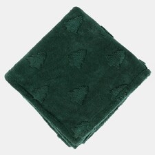 OHS Soft Teddy Fleece Christmas Winter Tree Tufted Blanket Throw | Green thumbnail 4
