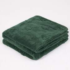OHS Soft Teddy Fleece Christmas Winter Tree Tufted Blanket Throw | Green thumbnail 5