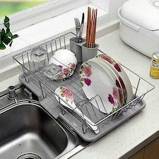 Living and Home Dish Drainer Drying Rack with Removable Drip Tray thumbnail 2