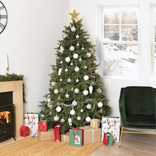 Charles Bentley 6ft Faux Nordic Spruce Hinged Christmas Tree Easy Assembly Green thumbnail 2