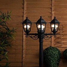 ValueLights Mayfair 3 Way Black Outdoor Lamp Post Light | Black thumbnail 3