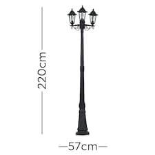 ValueLights Mayfair 3 Way Black Outdoor Lamp Post Light | Black thumbnail 6