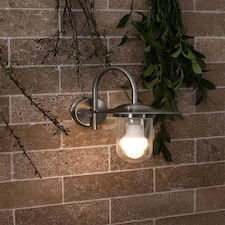 ValueLights Lancaster Swan Neck Silver Outdoor Wall Lantern thumbnail 2