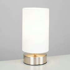 ValueLights Satin Touch Dimmer Bedside Table Lamp With White Cylinder Light Shade | White thumbnail 2