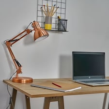 ValueLights Retro Adjustable Copper Metal Bedside Desk Table Lamp | Copper thumbnail 2
