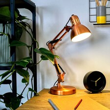 ValueLights Retro Adjustable Copper Metal Bedside Desk Table Lamp | Copper thumbnail 3