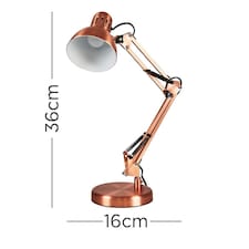 ValueLights Retro Adjustable Copper Metal Bedside Desk Table Lamp | Copper thumbnail 7