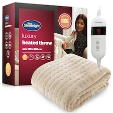 Silentnight Comfort Control Heated Throw Fleece Electric Blanket Fast Heat Up, Natural