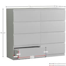 Vida Designs Denver 8 Drawer Chest of Drawers Bedroom Storage, White thumbnail 3