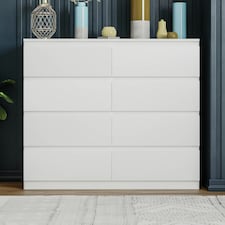Vida Designs Denver 8 Drawer Chest of Drawers Bedroom Storage, White thumbnail 4