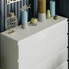 Vida Designs Denver 8 Drawer Chest of Drawers Bedroom Storage, White thumbnail 5