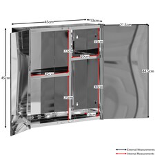 Bath Vida Tiano Stainless Steel Mirrored Double Wall Mounted Bathroom Cabinet thumbnail 3