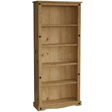 Vida Designs Corona 5 Shelf Large Bookcase Display Unit, Solid Pine Wood