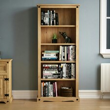 Vida Designs Corona 5 Shelf Large Bookcase Display Unit, Solid Pine Wood thumbnail 4