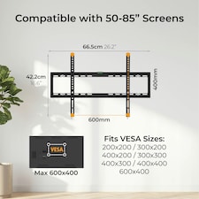 Ross Flat to Wall TV wall mount 50-85” 200x200mm to 600x400mm 60kg thumbnail 5