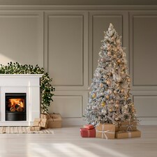 7FT Half Slim Xmas Snow Flocked Christmas Tree thumbnail 3