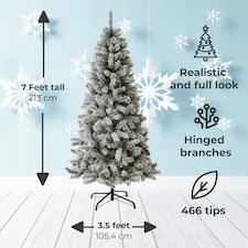 7FT Half Slim Xmas Snow Flocked Christmas Tree thumbnail 5