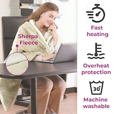 Beige Electric Heated Throw Over Blanket - Reversible thumbnail 5