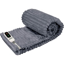 Grey Electric Blanket Heated Fleece Overblanket Throw