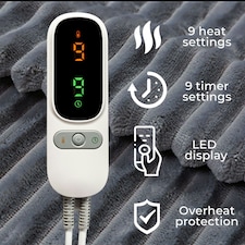 Grey Electric Blanket Heated Fleece Overblanket Throw thumbnail 3