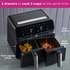 Black Electric 8.5L Digital Air Fryer with Dual Drawer thumbnail 8