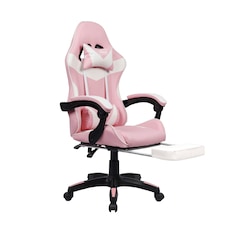 Pink/Black Massage Leather Gaming Chair with Footrest