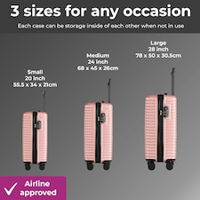 Rose 3 Piece Hard Shell Suitcase Set | Pink thumbnail 4
