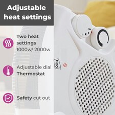 White Electric Fan Heater 2000W Portable Floor or Upright thumbnail 3