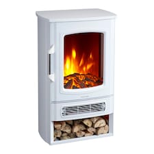 Neo 1000W / 2000W Freestanding Electric Fire Stove Heater Burner Realistic Flame and Log Store | Black