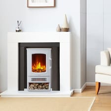 Neo 1000W / 2000W Freestanding Electric Fire Stove Heater Burner Realistic Flame and Log Store | Black thumbnail 2