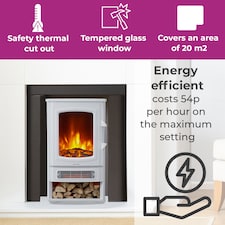 Neo 1000W / 2000W Freestanding Electric Fire Stove Heater Burner Realistic Flame and Log Store | Black thumbnail 3