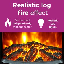 Neo 1000W / 2000W Freestanding Electric Fire Stove Heater Burner Realistic Flame and Log Store | Black thumbnail 4