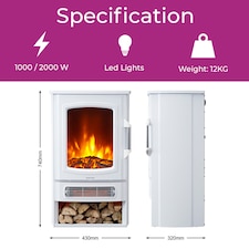 Neo 1000W / 2000W Freestanding Electric Fire Stove Heater Burner Realistic Flame and Log Store | Black thumbnail 6